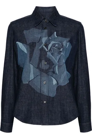 Kenzo Denim blouse met roosprint