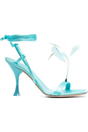 3Juin Kimi sandalen met veren detail