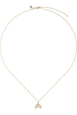 Sydney Evan 14kt geelgouden halsketting met diamant en kleine Croissant