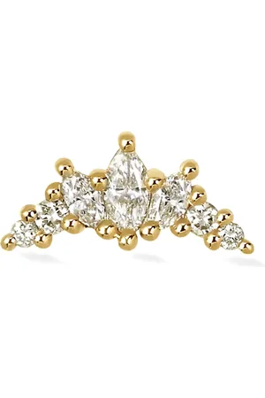 Lark & Berry 14kt geelgouden Majestic Crescent oorbel met diamant