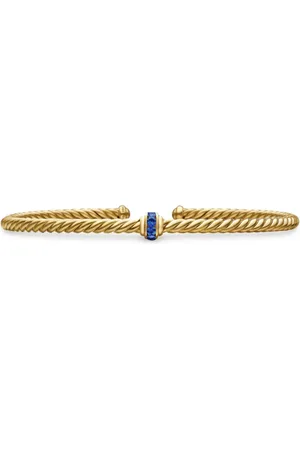 David Yurman 18kt geelgouden Classic Cablespira Station pavé armband (3mm)