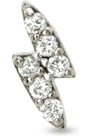 Lark & Berry 14kt witgouden Lightning Strike oorbel met diamant