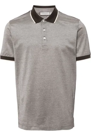 CANALI Piqué poloshirt met contrasterende afwerking