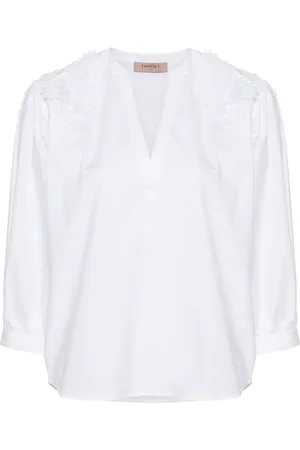 Twin-Set Popeline blouse met bloemkant
