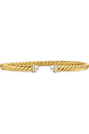 David Yurman 18kt geelgouden Classic Cablespira armband met diamant en topaas (4mm)