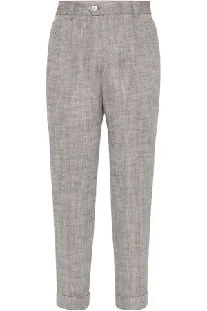 Brunello Cucinelli Broek met chevron streep