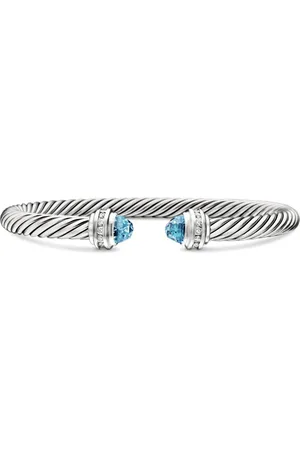 David Yurman Zilveren Classic Cable armband met diamant en topaas (5mm)