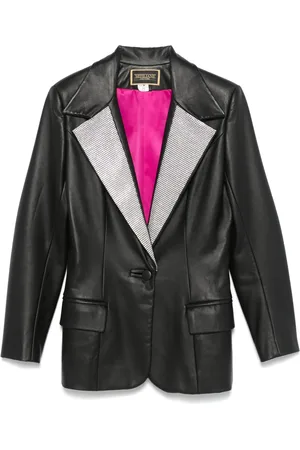 MITILIANE COUTURE Blazer van imitatieleer met kristallen revers
