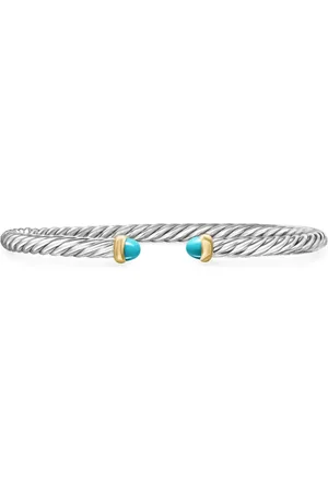 David Yurman 14kt geelgouden Cable Flex armband met turkoois (4 mm)