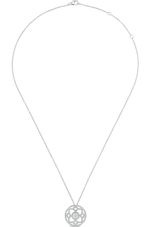 De Beers 18kt witgouden Enchanted Lotus Medal halsketting met diamant