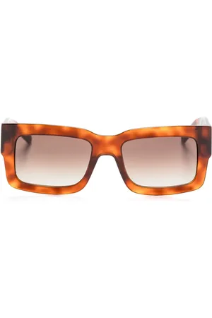 HUGO BOSS Zonnebril met rechthoekig montuur en schildpadschild design