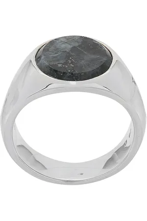 TOM WOOD Small Flush Larvikite Circle ring