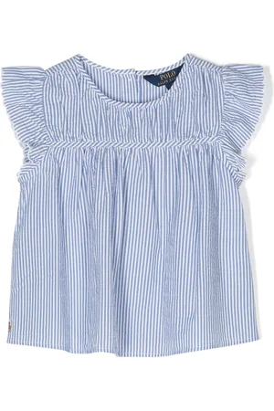 Ralph Lauren Katoenen gestreept shirt met ruches