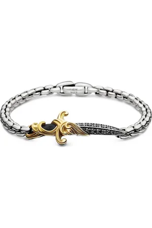 David Yurman 18kt geelgouden en sterling zilveren Waves Dagger armband (5mm)
