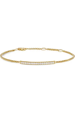 David Yurman 18kt geelgouden Petite Pavé Bar armband met diamant (1,7mm)