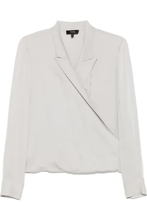 THEORY Wikkelblouse met puntige revers