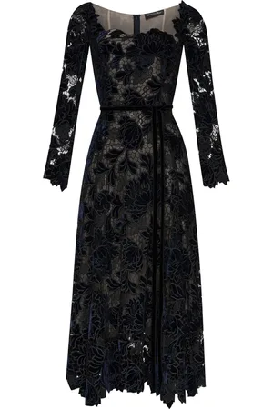 Oscar de la Renta Fluwelen jurk met pioenrozenkant