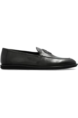 Giorgio Armani Leren loafers met geborduurd logo