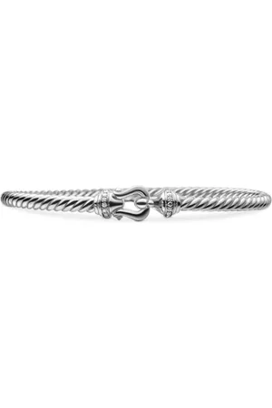 David Yurman 18kt witgouden Buckle Cablespira armband met diamant (3.5 mm)