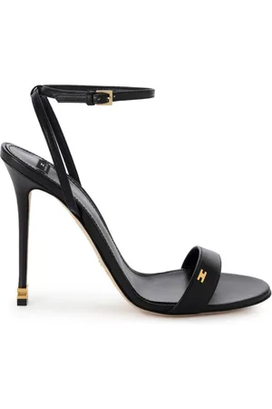 Elisabetta Franchi 100 mm leren muiltjes met logoplakkaat