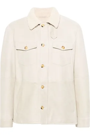 Brunello Cucinelli Suède jack met lammy kraag