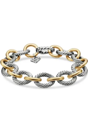 David Yurman 18kt geelgouden en sterling zilveren Oval Link schakelarmband (12mm)