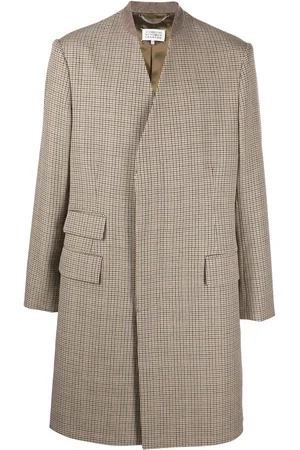 Maison Margiela Kraagloze jas met visgraat patroon