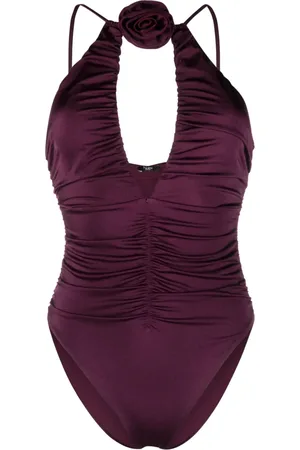 Noire Swimwear Badpak met bloemenpatch en ruches