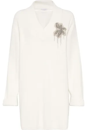 Brunello Cucinelli Kasjmier jurk met kralen