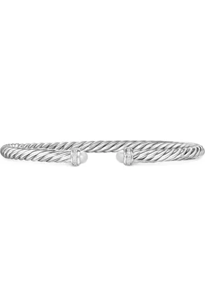 David Yurman Sterling Cablespira armband met parel en diamant