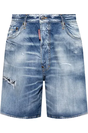 Dsquared2 Gerafelde denim shorts met logo label