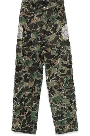 Who Decides War Cargo broek met verwassen effect en camouflageprint