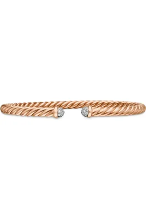David Yurman 18kt roségouden Modern Cablespira armband met diamant (4 mm)