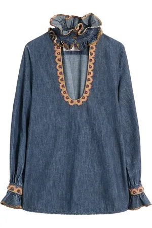 VALENTINO GARAVANI Chambray blouse met borduurwerk