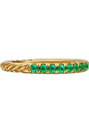 David Yurman 18kt geelgouden Cable Collectibles ring met smaragd (2 mm)