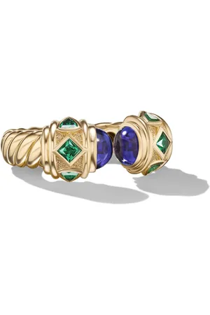 David Yurman 18kt geelgouden Renaissance ring met tanzaniet en tsavoriet (6,5mm)
