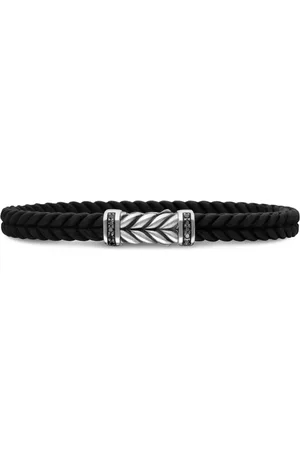 David Yurman Sterling zilveren gevlochten armband met chevron streep (6mm)