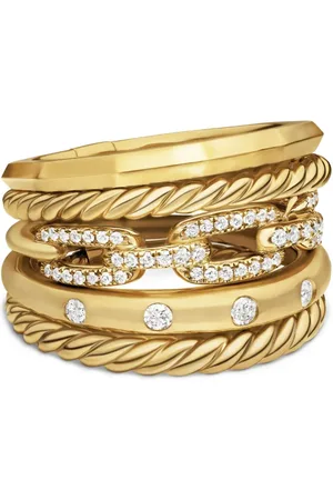 David Yurman 18kt geelgouden Stax Five Row ring met diamant (15 mm)