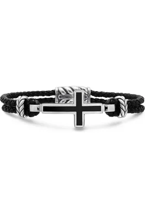 David Yurman Sterling zilveren Exotic Stone Cross leren armband (3mm)