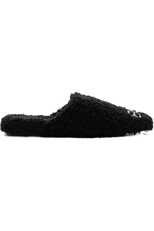 Balenciaga BB Cozy "Black" fleece slippers