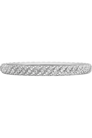 David Yurman 18kt witgouden Sculpted Cable armband met diamant (6,2mm)