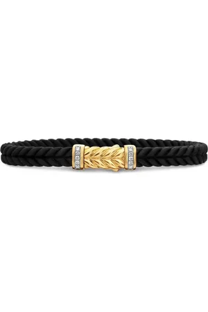David Yurman 18kt geelgouden armband met chevron streep (6 mm)