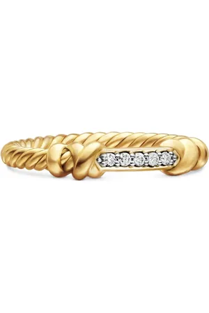 David Yurman 18kt geelgouden Petite Helena Wrap ring met diamant (4 mm)