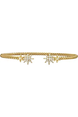 David Yurman 18kt geelgouden Petite Starburst Cable armband met diamant (2.6 mm)