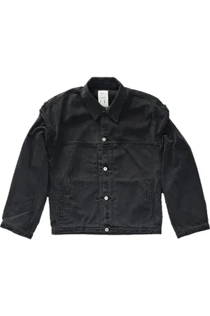 KURO Denim jack met gewatteerdee schouders