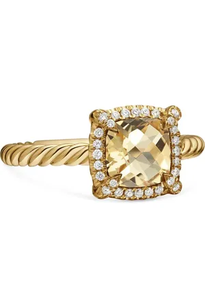 David Yurman 18kt geelgouden Petite Chatelaine ring met citrien en diamant (7 mm)