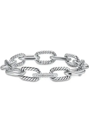 David Yurman Sterling zilveren DY Madison schakelarmband met diamant (11mm)