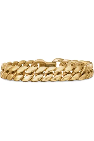David Yurman 18kt geelgouden gewelfde schakelarmband (11,5mm)