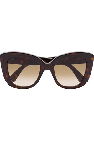 Gucci Havana zonnebril met kattenoog montuur