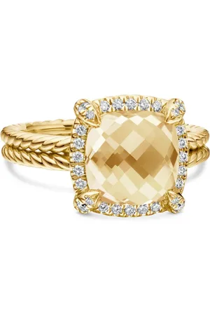 David Yurman 18kt geelgouden Châtelaine ring met citrien en diamant (9 mm)
